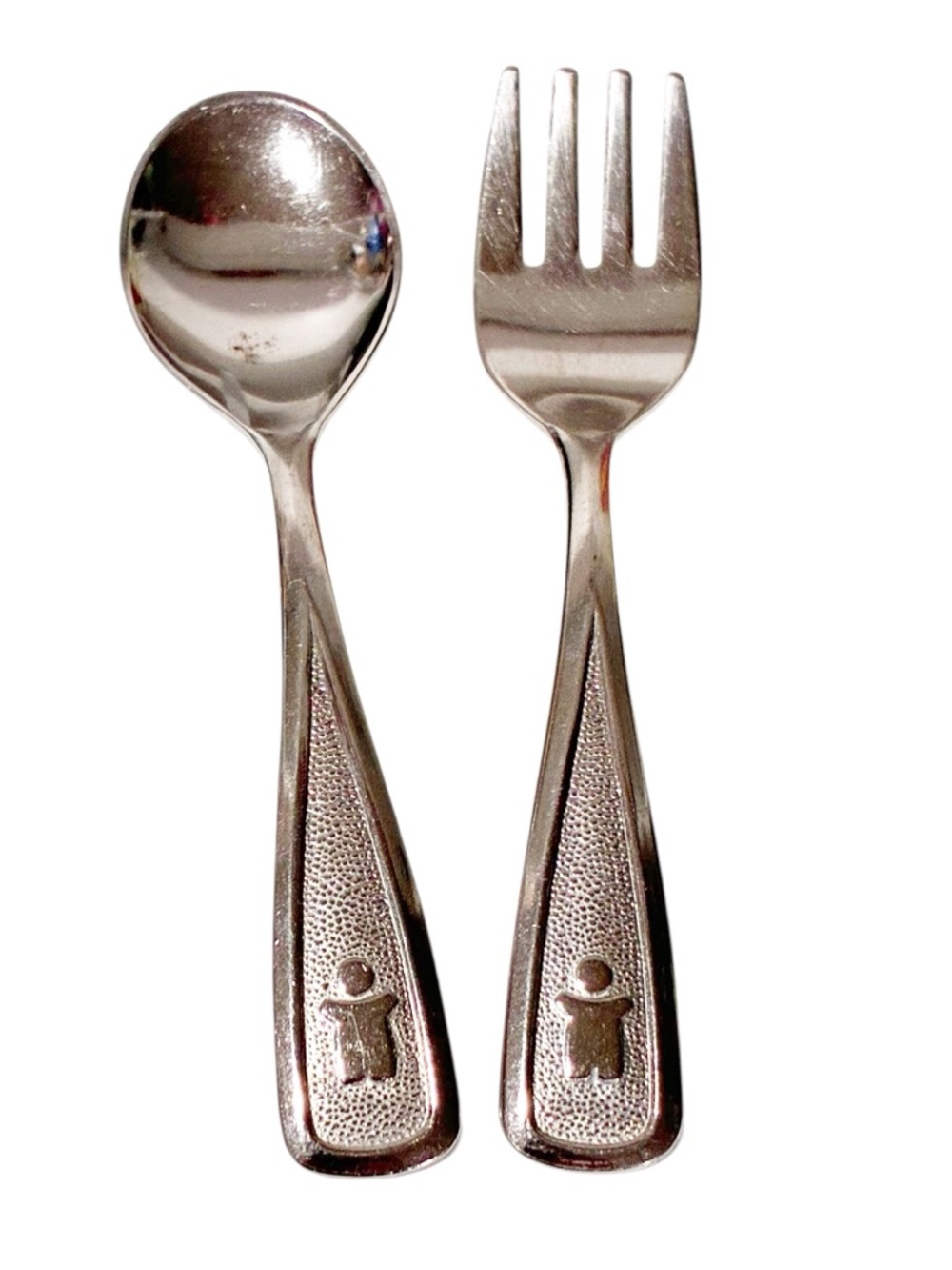 '80 THE FIRST YEARS Vintage Stainless Baby Spoon Fork Set Made in Taiwan